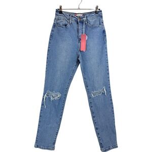 Vibe & Rant Women's Relaxed Fit Distressed Light Wash Denim Jeans Size 1 W25